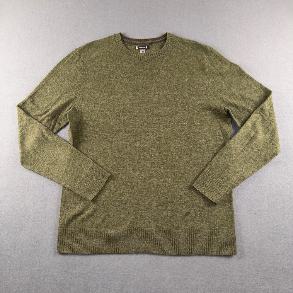 Smartwool Mens Crewneck Sweater Olive Green Heather Knit Size Medium